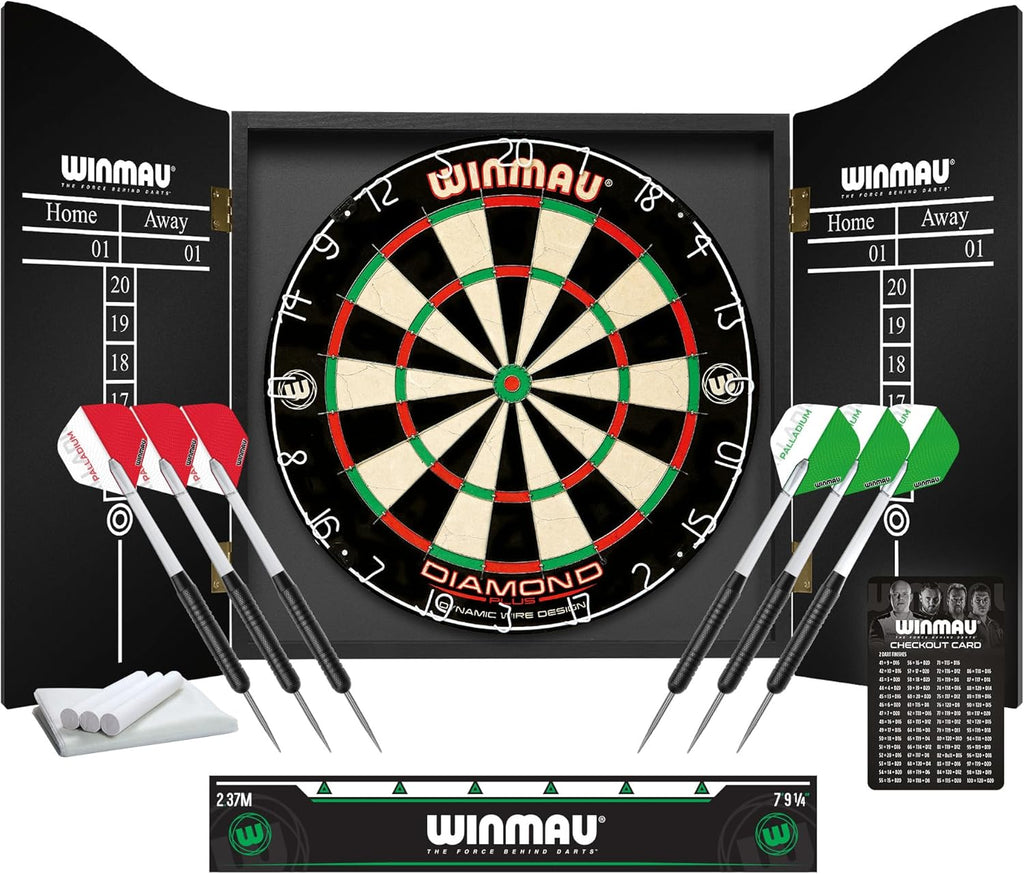 Diamond plus Dartboard- PDC Tournament Dart Board, Ultra-Thin Wire System, High-Density Sisal | Available as Board Only, Surround Set, or Cabinet Set with Steel Tip Darts