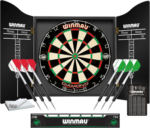 Diamond plus Dartboard- PDC Tournament Dart Board, Ultra-Thin Wire System, High-Density Sisal | Available as Board Only, Surround Set, or Cabinet Set with Steel Tip Darts
