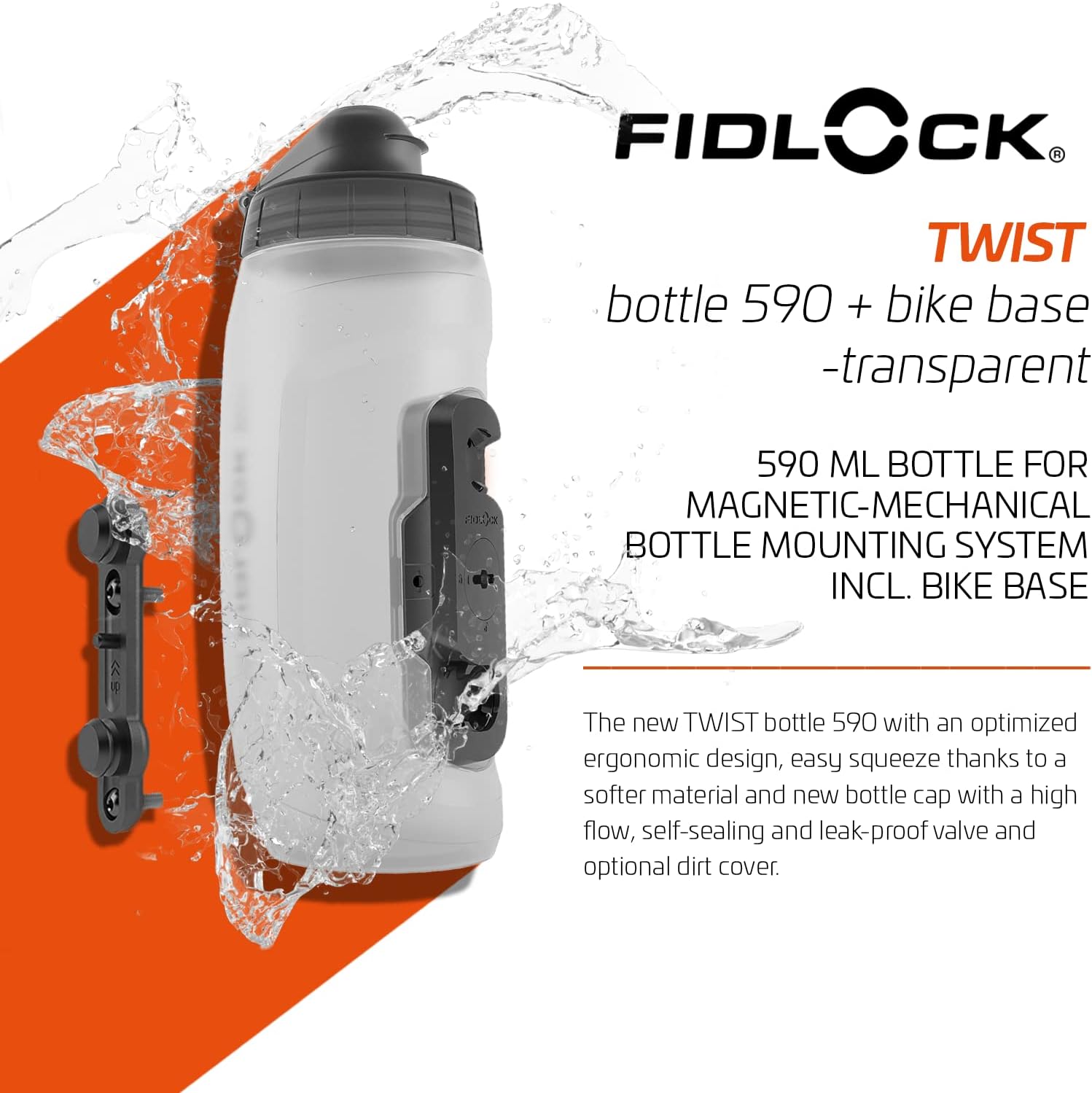 TWIST Bottle 590 + Bike Base Clear 590Ml 590Ml, Clear