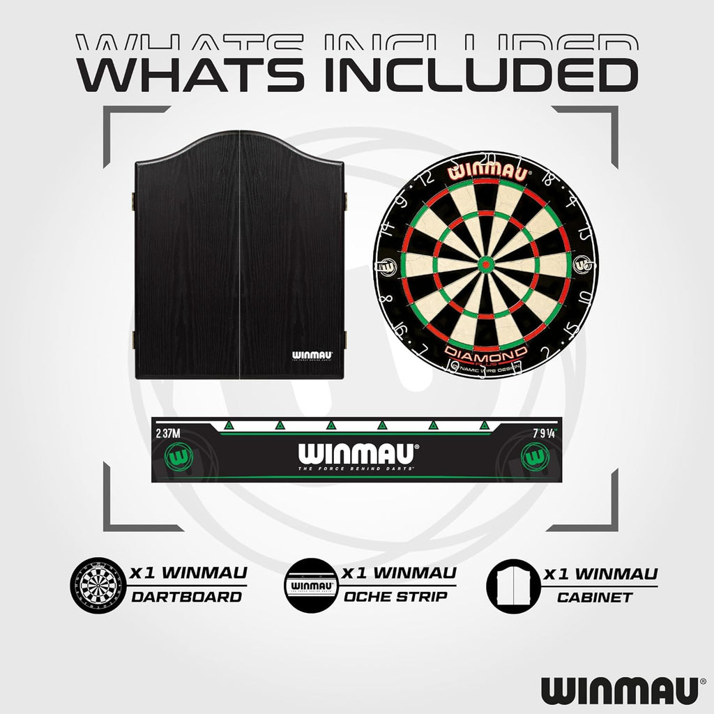Diamond plus Dartboard- PDC Tournament Dart Board, Ultra-Thin Wire System, High-Density Sisal | Available as Board Only, Surround Set, or Cabinet Set with Steel Tip Darts