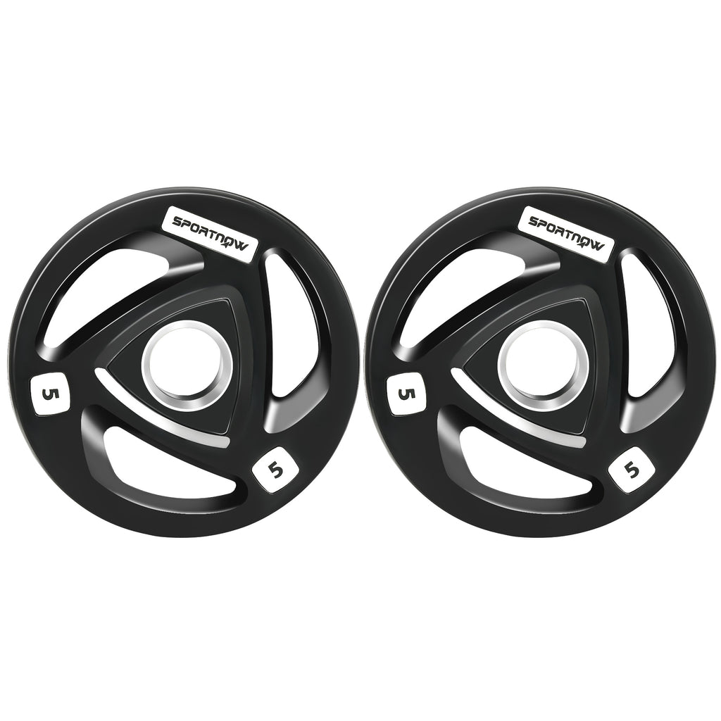 Two 10Kg Olympic Weight Plates, Tri-Grip Barbell Weights Set, with 5Cm Holes